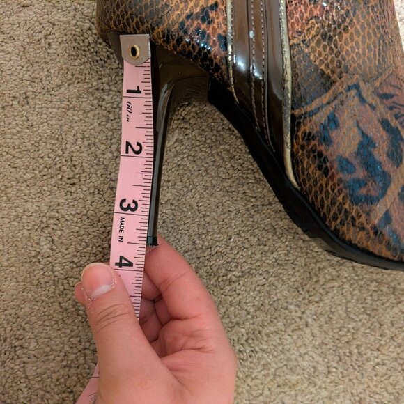 {Wild Rose} SPIRA114 Snake Print Pointed Toe Stiletto Boots Brown 8.5 - Picture 5 of 5